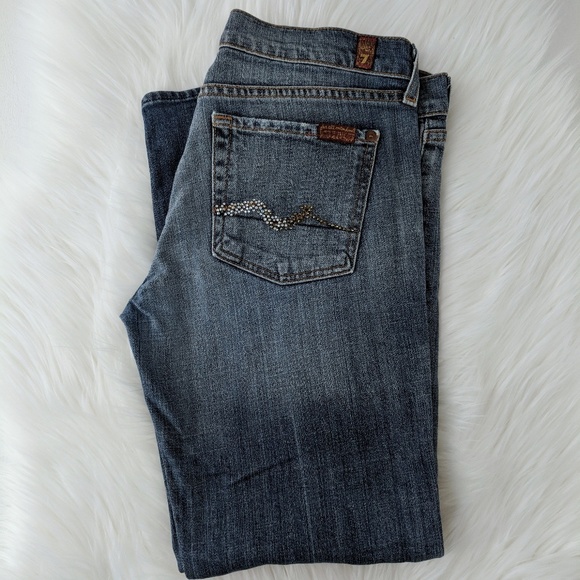 7FAM | Crop Bootcut with Decorative Rhinestones 28 - Picture 7 of 8